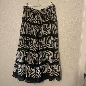 Alfred Dunner Black and White Tiered Maxi Skirt